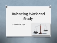 Balancing Work And Study