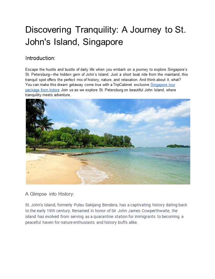 Discovering Tranquility: A Journey to St. John’s Island, Singapore (1)