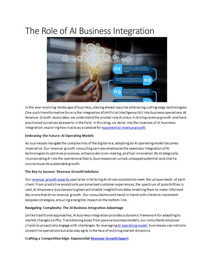 The Role of AI Business Integration presentation | free to download