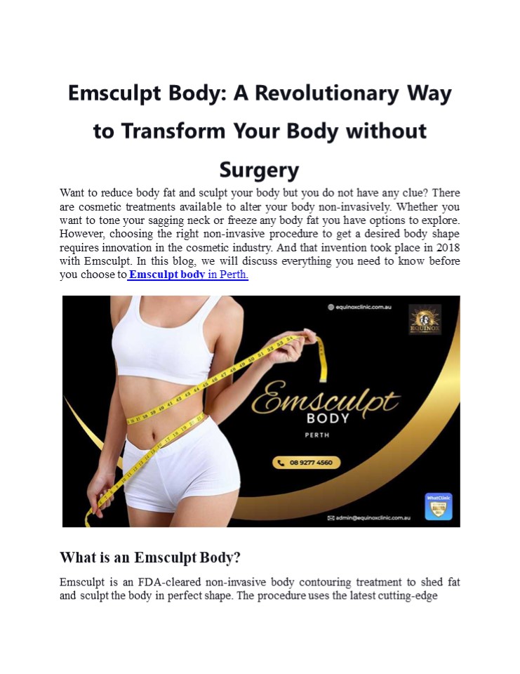 How to Emsculpt your body in Perth