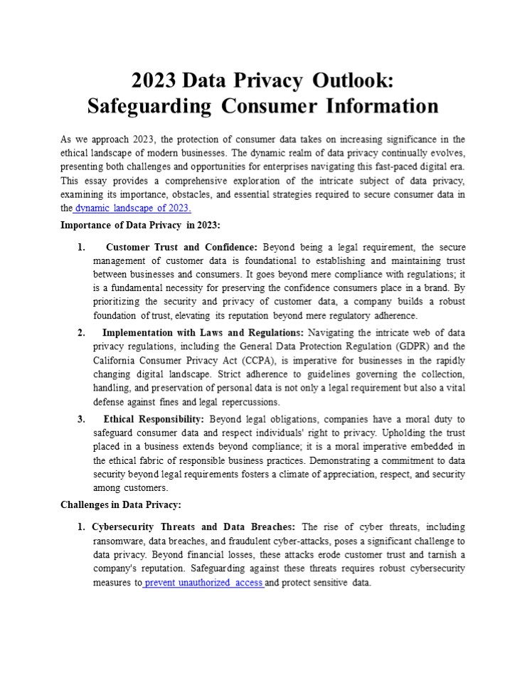 2023 Data Privacy Outlook: Safeguarding Consumer Information