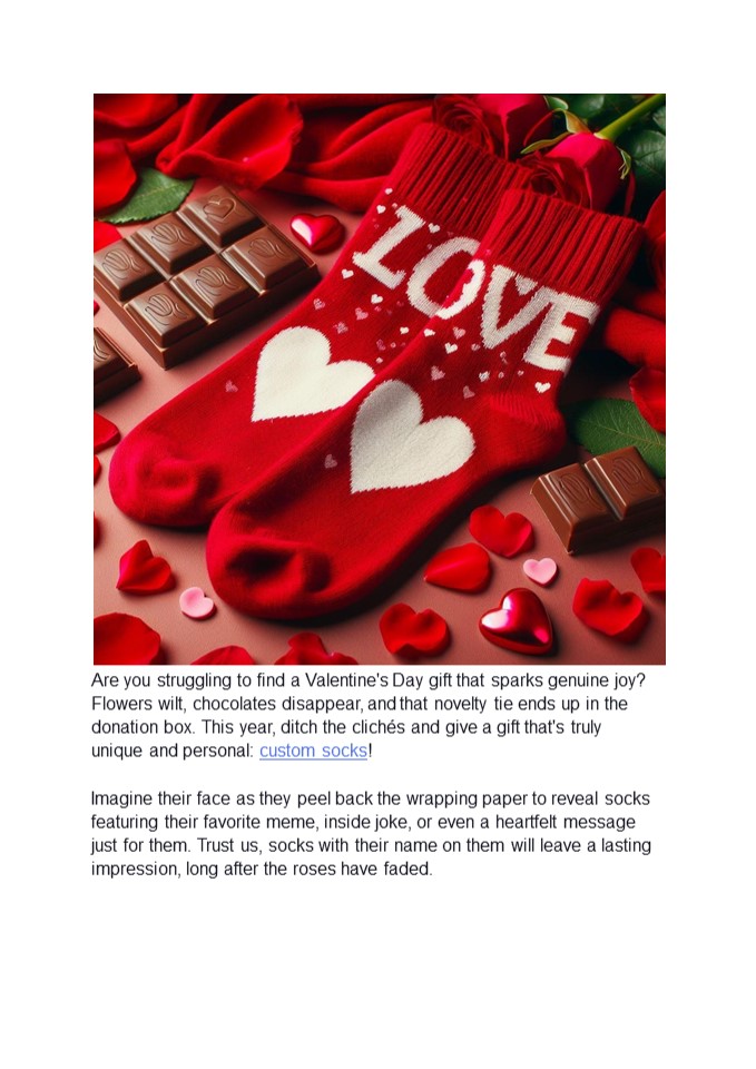 Custom Socks For Valentine's Day