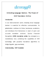 Unlocking Language Barriers: The Power of OCR Translation Online