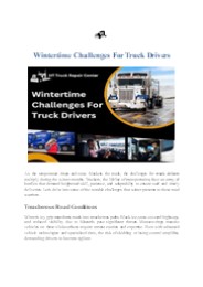 Wintertime Challenges For Truck Drivers