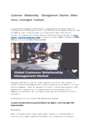 Customer Relationship Management Market: When Ceros Leveraged HubSpot