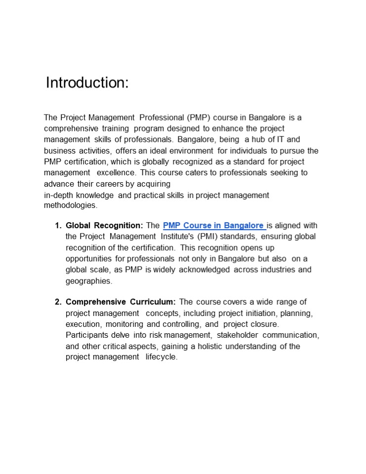 PMP Course in Bangalore