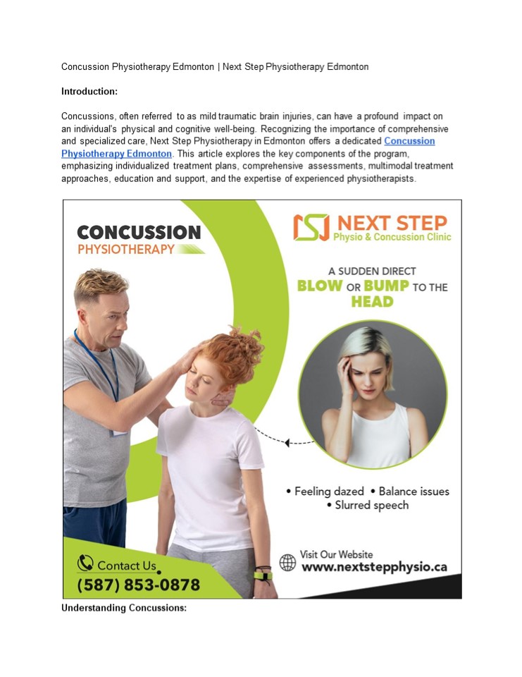 Concussion Physiotherapy Edmonton | Next Step Physiotherapy Edmonton