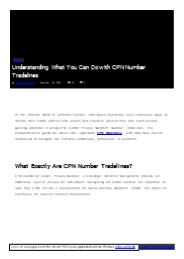 CPN (Credit Privacy Number) Number Tradelines