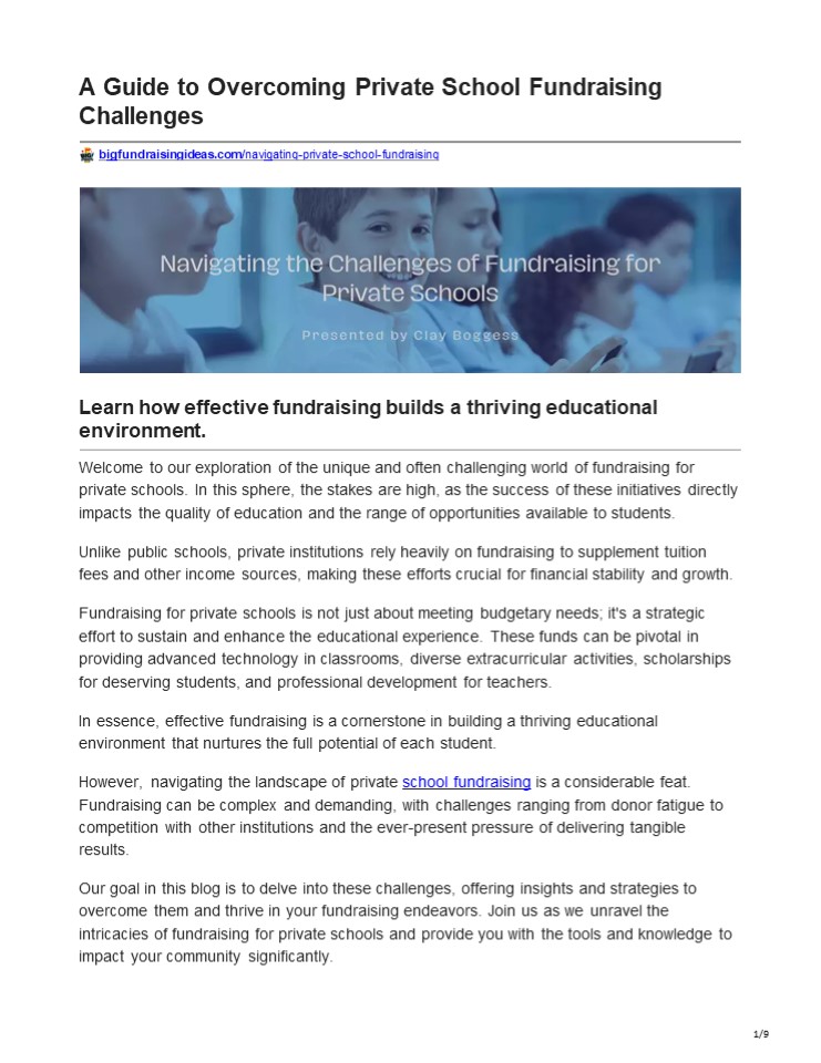 A Guide to Overcoming Private School Fundraising Challenges