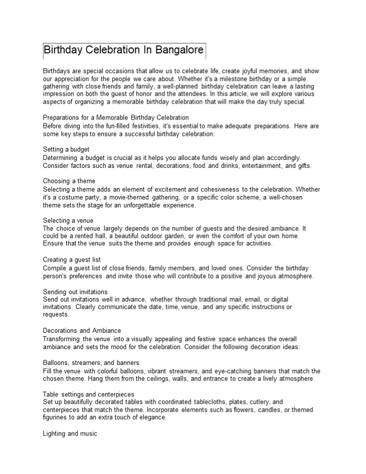 Birthday Celebration In Bangalore (1)