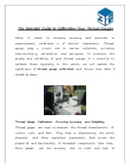 The Essential Guide to Calibration Your Thread Gauges