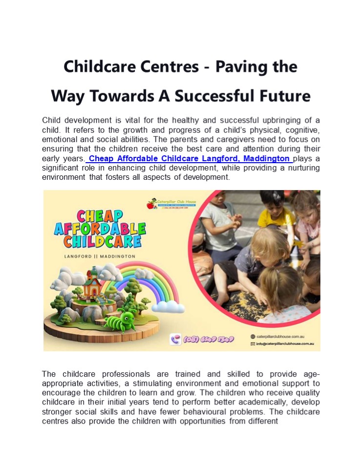Top-notch Cheap, Affordable Childcare in Langford, Maddington