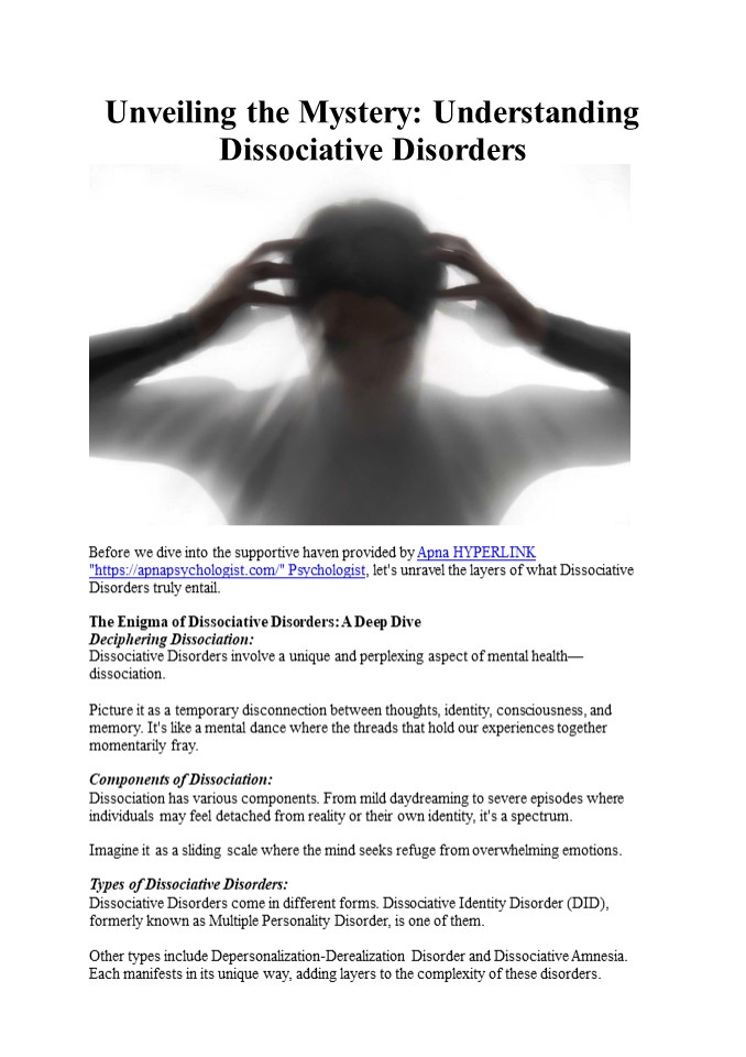 Unveiling the Mystery: Understanding Dissociative Disorders (1)