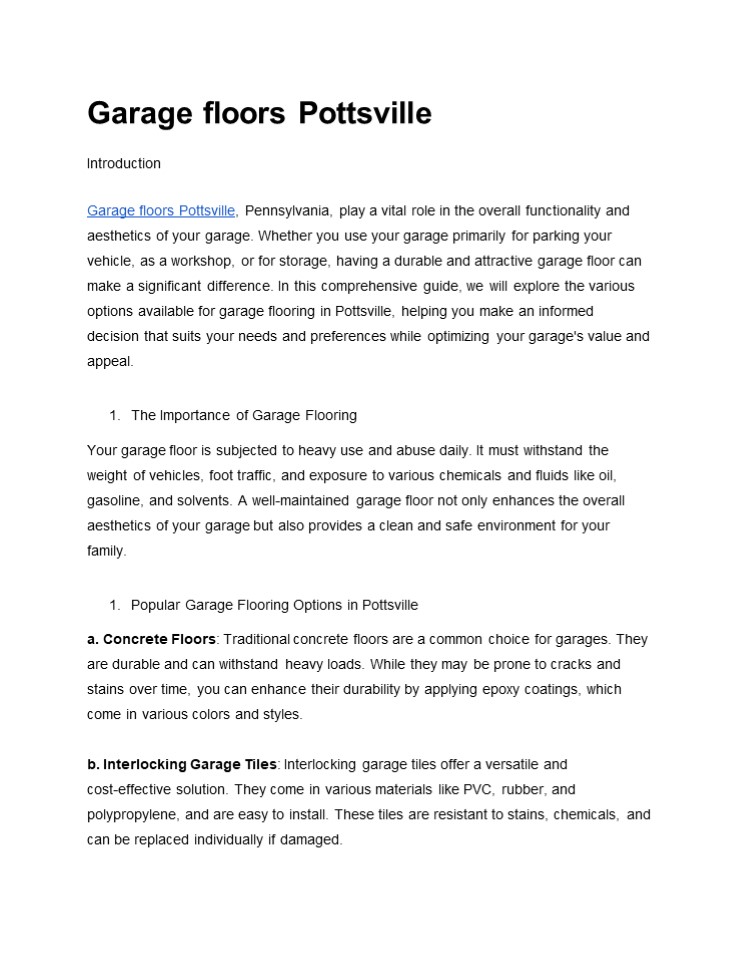 Garage floors pottsville