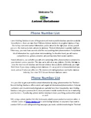 Phone Number List | Latest Mailing Database