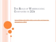 The Role of Warehousing Companies in 2024