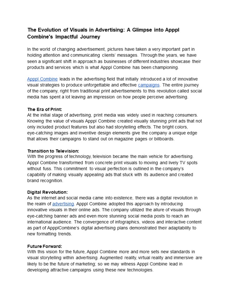 Visual Revolution: Apppl Combine's Journey in Transforming Advertising
