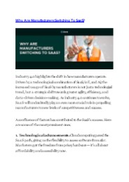 Why Are Manufacturers Switching To SaaS?