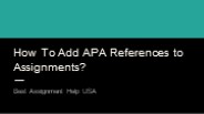 How to add APA References to Assignments?