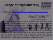 SCOPE OF PHYSIOTHERAPY