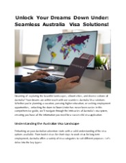 Unlock Your Dreams Down Under: Seamless Australia Visa Solutions!