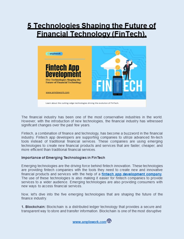 5 Technologies Shaping the Future of Financial Technology