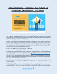 5 Technologies Shaping the Future of Financial Technology