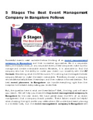 5 Stages The Best Event Management Company in Bangalore Follows