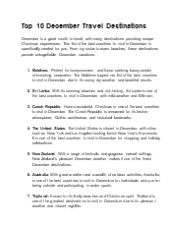 Top 10 December Travel Destinations