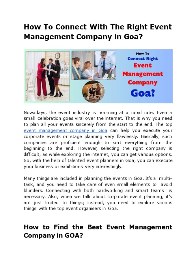 How To Connect With The Right Event Management Company in Goa
