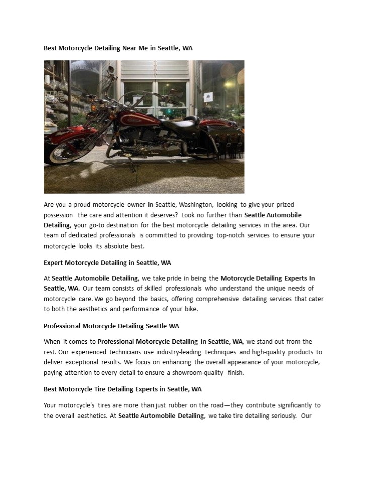 Best Motorcycle Detailing Near Me in Seattle, WA