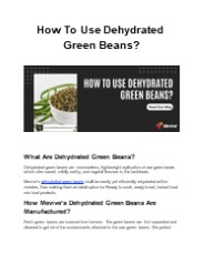 How To Use Dehydrated Green Beans?