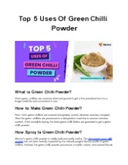 Top 5 Uses Of Green Chilli Powder