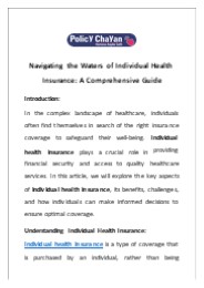 Navigating the Waters of Individual Health Insurance: A Comprehensive Guide (1)
