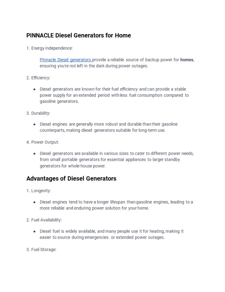 diesel generator for home