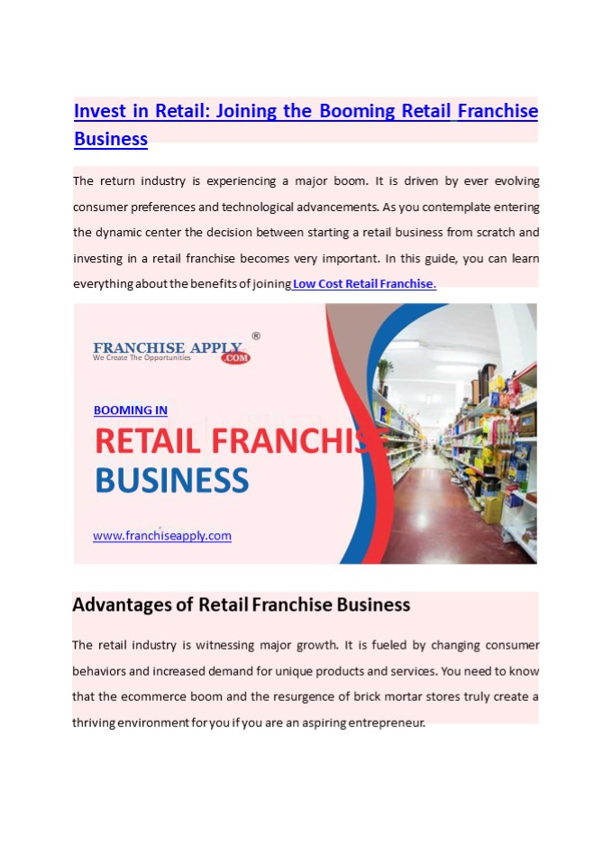 Invest in Retail: Joining the Booming Retail Franchise Business