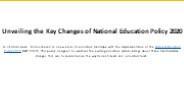 Unveiling the Key Changes of National Education Policy 2020