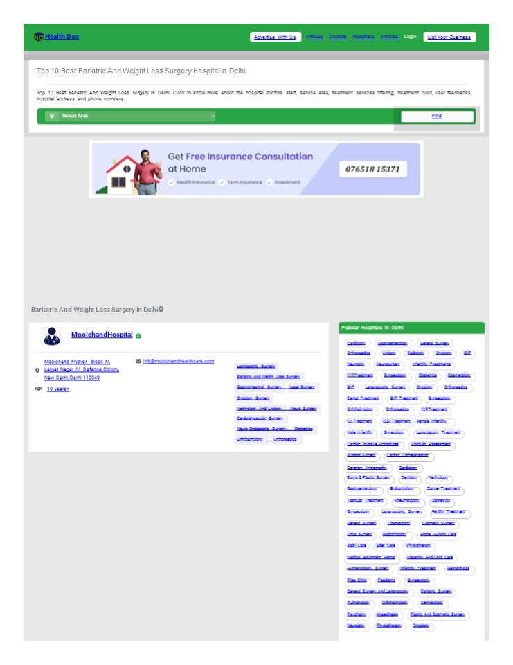 Top 10 Best Bariatric And Weight Loss Surgery Hospital in Delhi