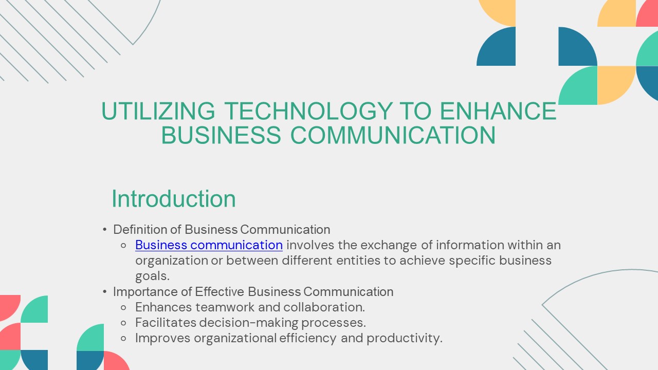 Utilizing Technology to Enhance Business Communication