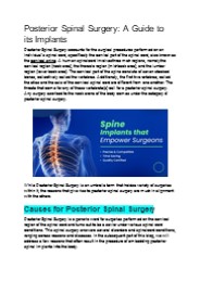 Posterior Spinal Surgery: A Guide to its Implants