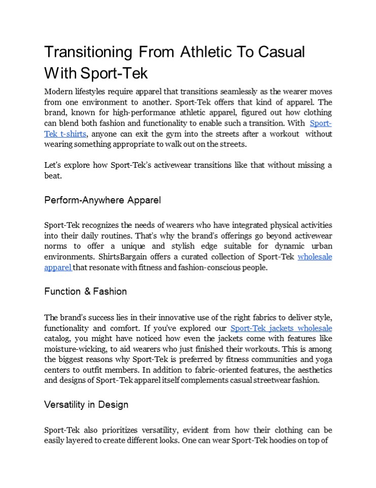 Transitioning From Athletic To Casual With Sport-Tek