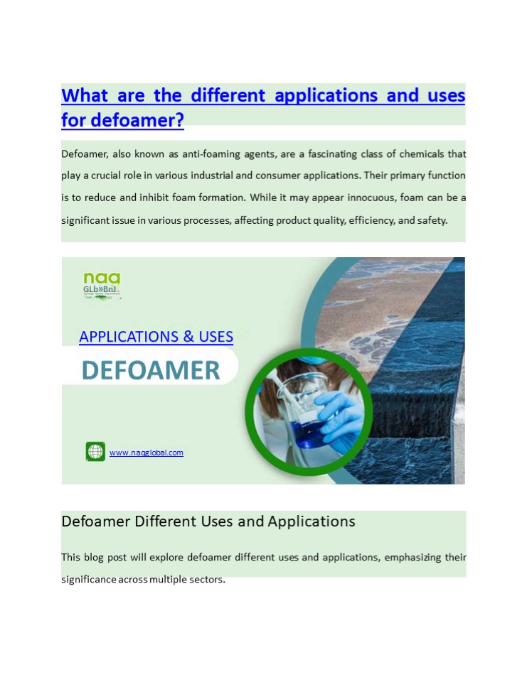 What are the Different Applications and Uses of Defoamer?