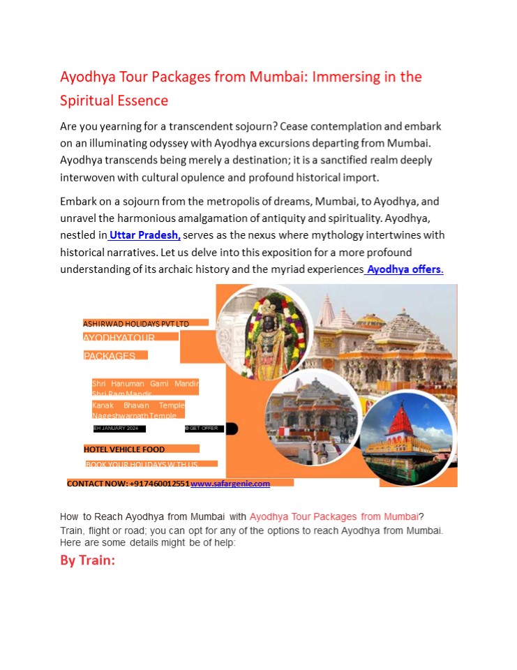Ayodhya Tour Packages from Mumbai: Immersing in the  Spiritual Essence