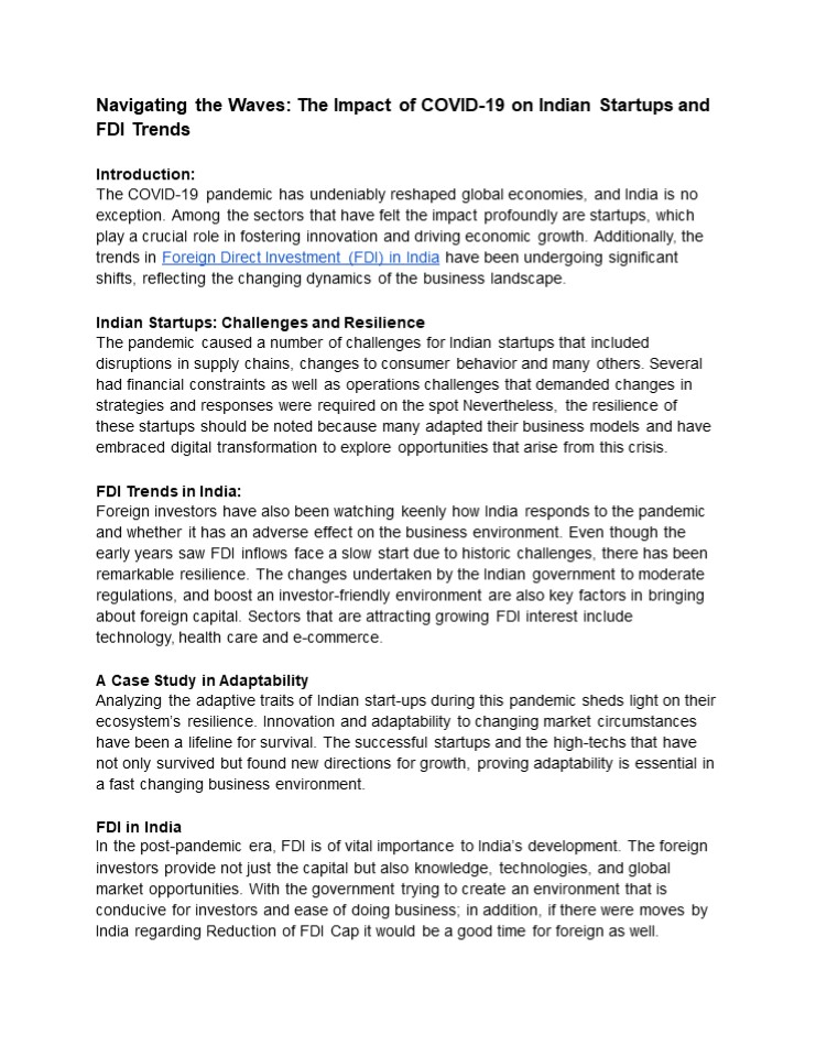 Adapting to Change: Indian Startups and FDI Shifts