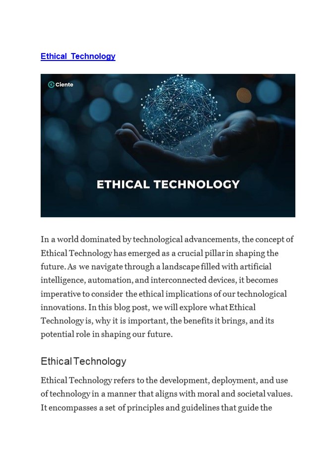 Ethical Technology