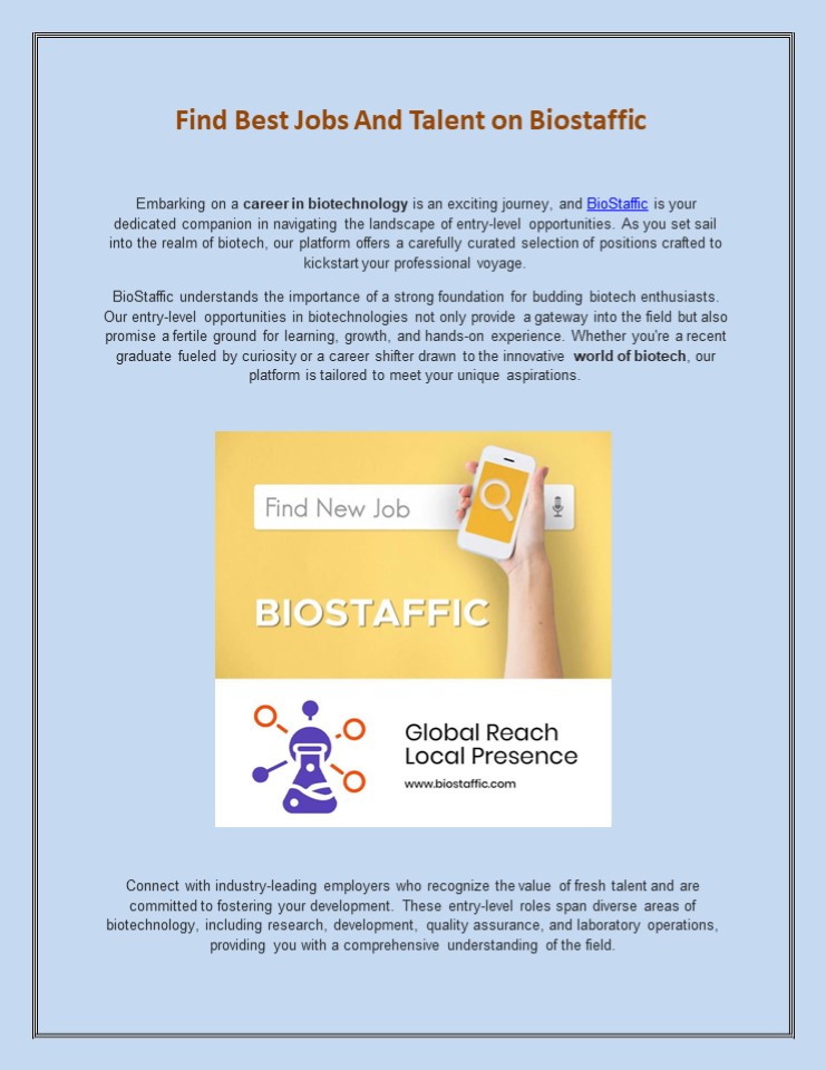 Search Best Jobs And Talent on Biostaffic
