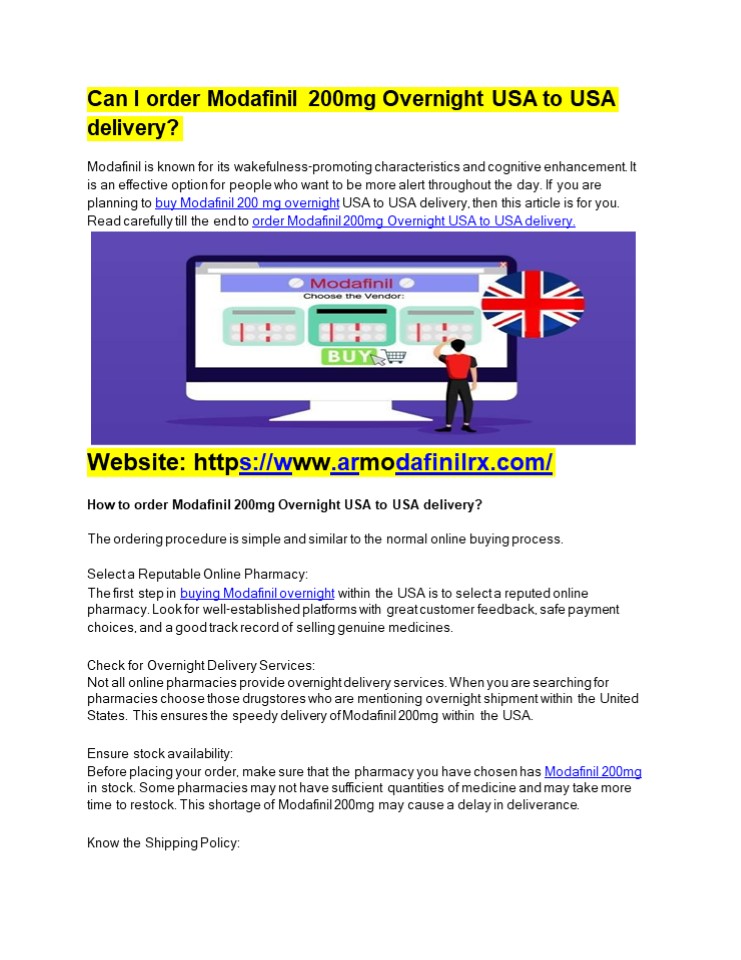 Order modafinil 200mg overnight USA to USA delivery