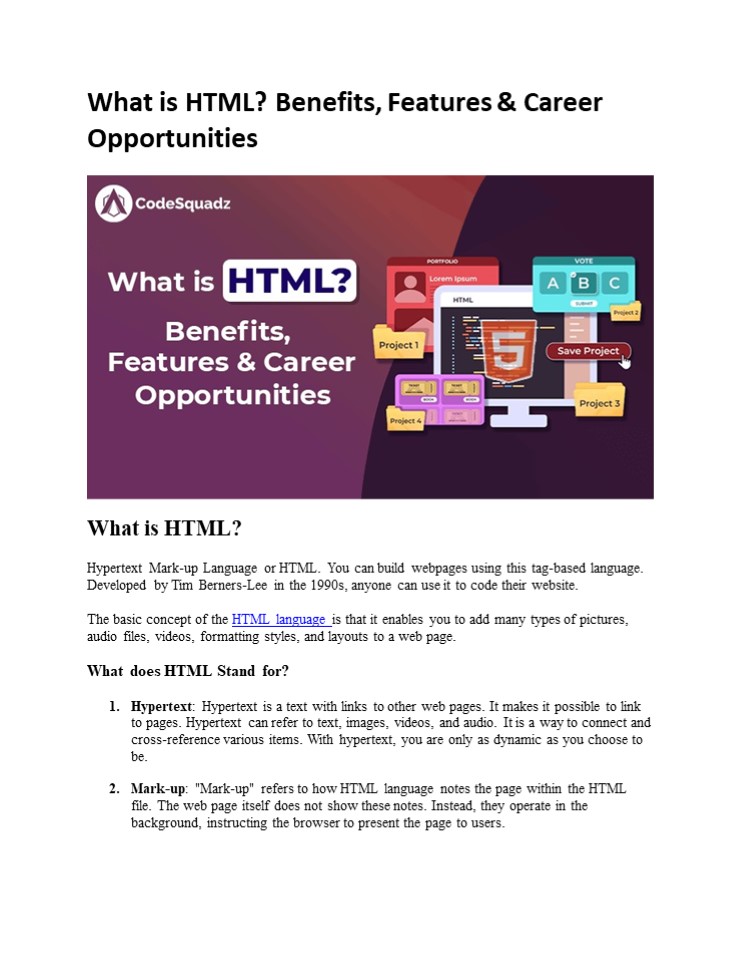 What is HTML? Benefits, Features & Career Opportunities