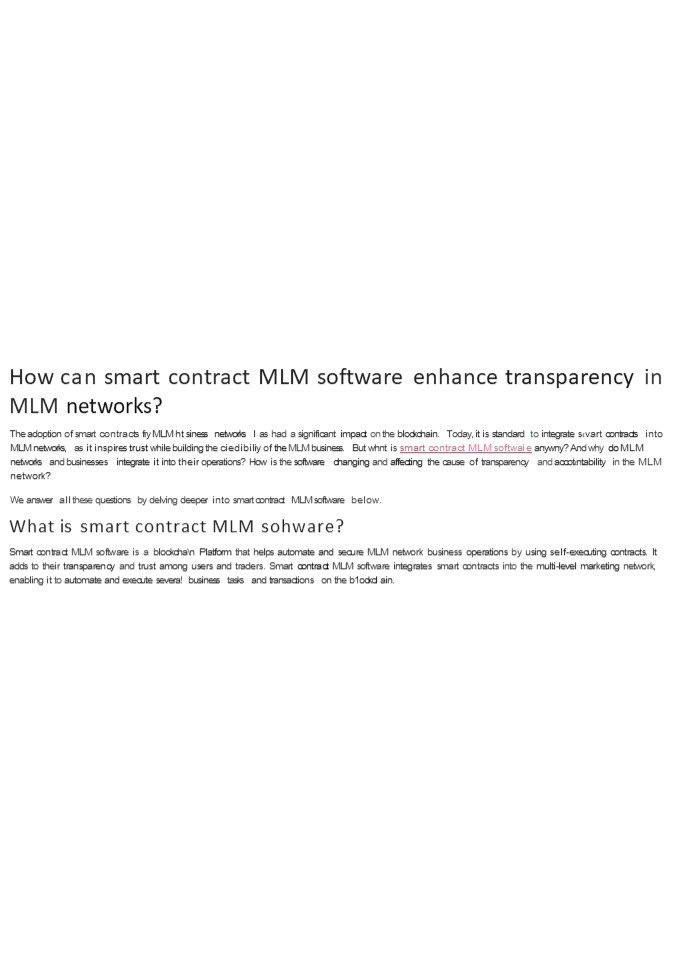 How can smart contract MLM software enhance transparency in MLM networks?