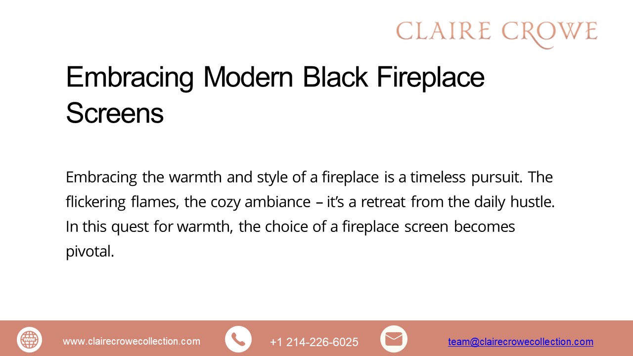 Sleek and Contemporary Modern Black Fireplace Screen